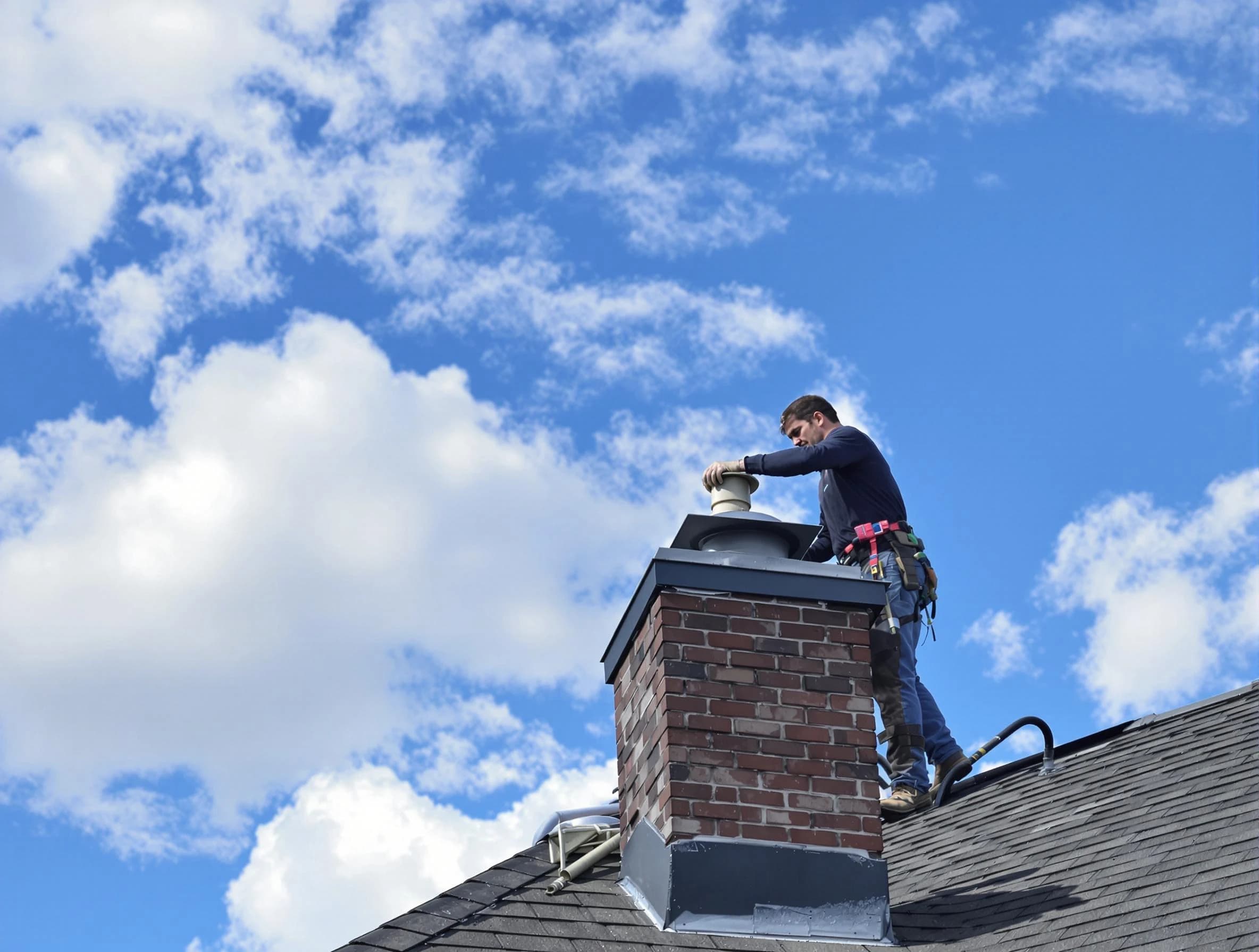 Vestavia Hills Chimney Sweep installing a sturdy chimney cap in Vestavia Hills, AL