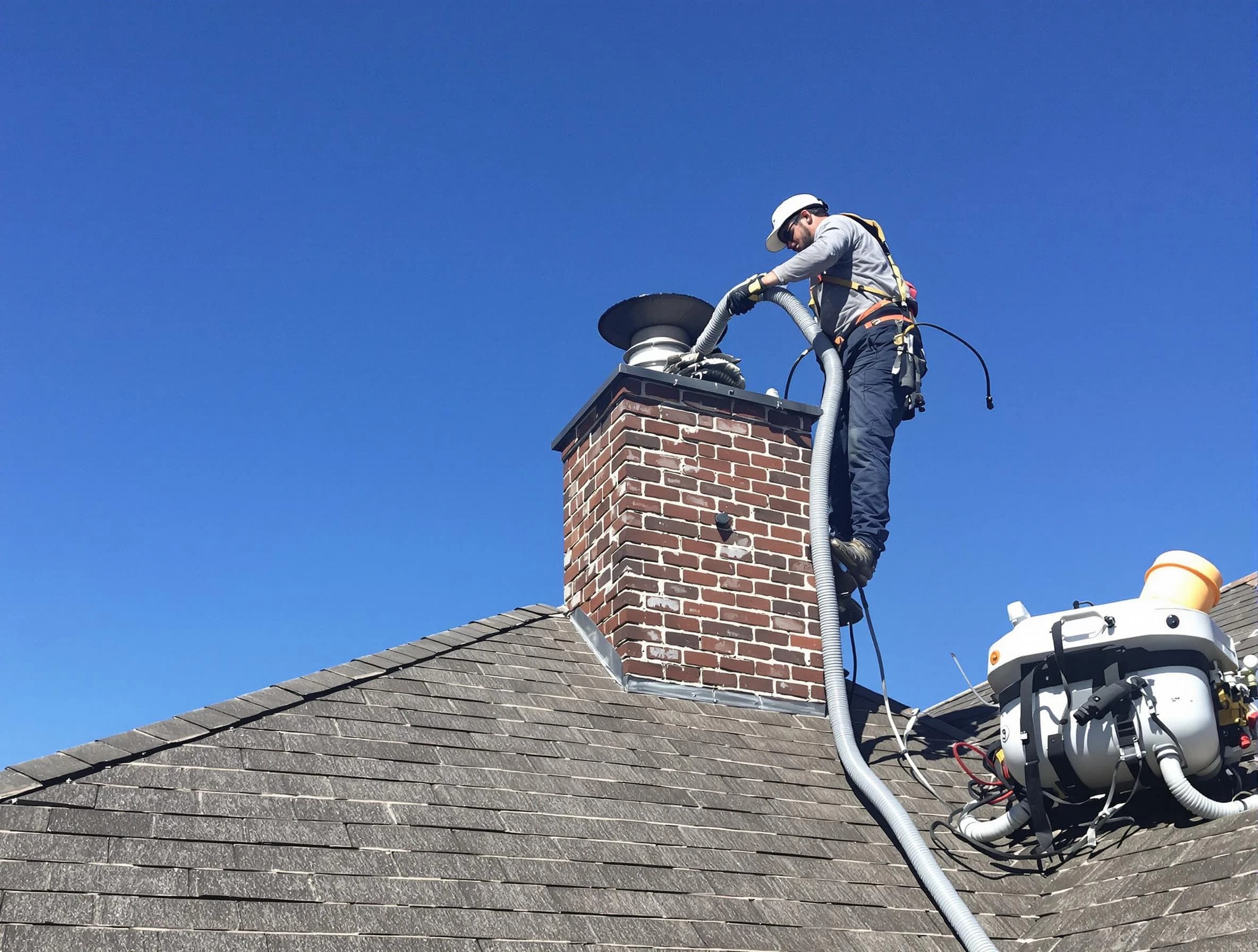 Dedicated Vestavia Hills Chimney Sweep team member cleaning a chimney in Vestavia Hills, AL