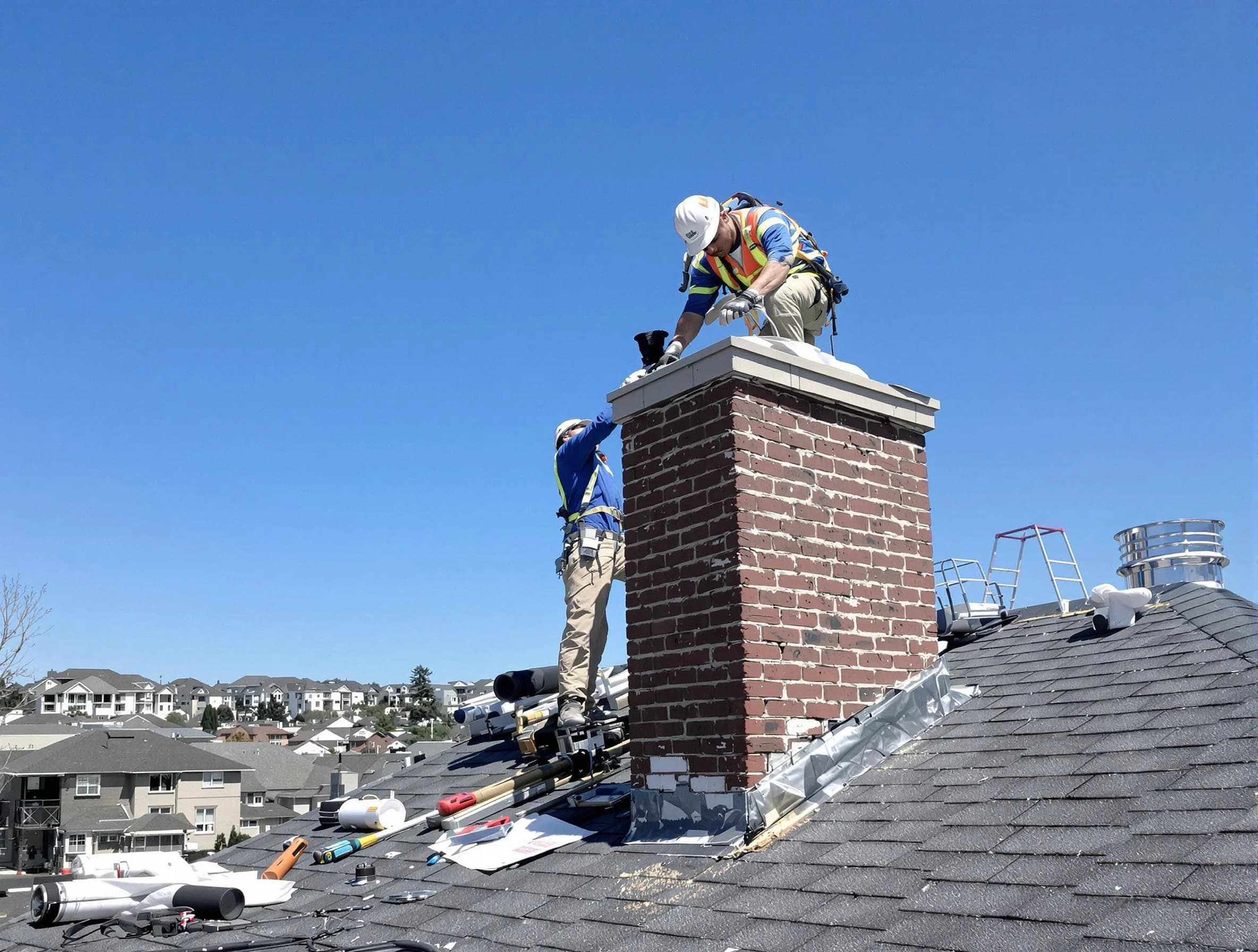 Vestavia Hills Chimney Sweep repairing a chimney crown in Vestavia Hills, AL