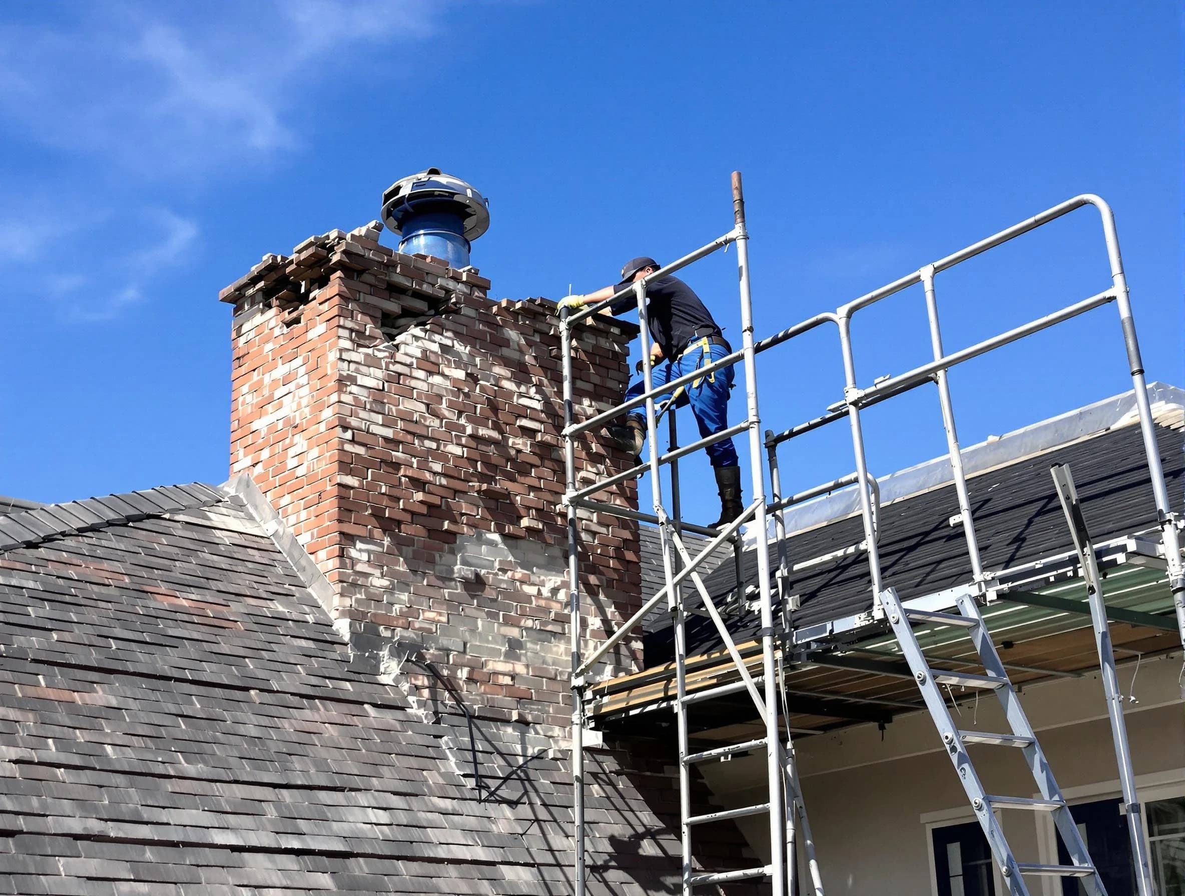 Rebuilding a chimney structure by Vestavia Hills Chimney Sweep in Vestavia Hills, AL