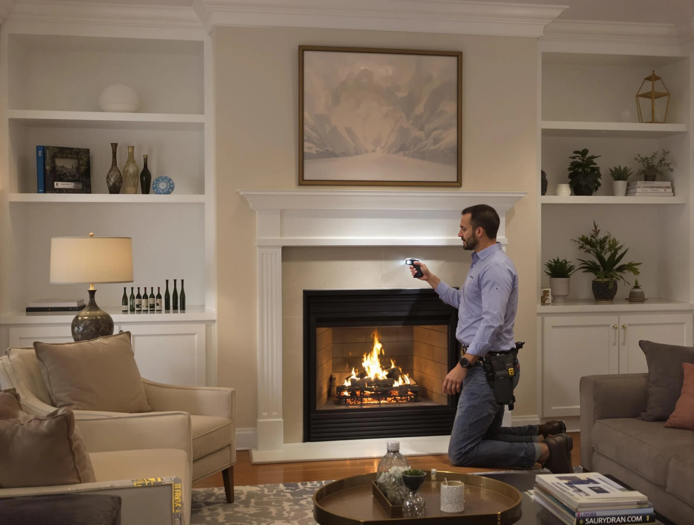 Vestavia Hills Chimney Sweep conducting a fireplace safety inspection in Vestavia Hills, AL