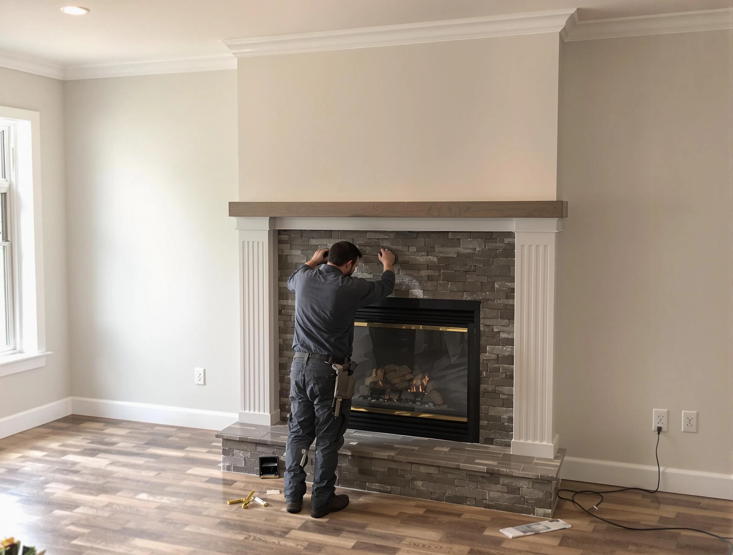Vestavia Hills Chimney Sweep finishing a custom fireplace install in Vestavia Hills, AL