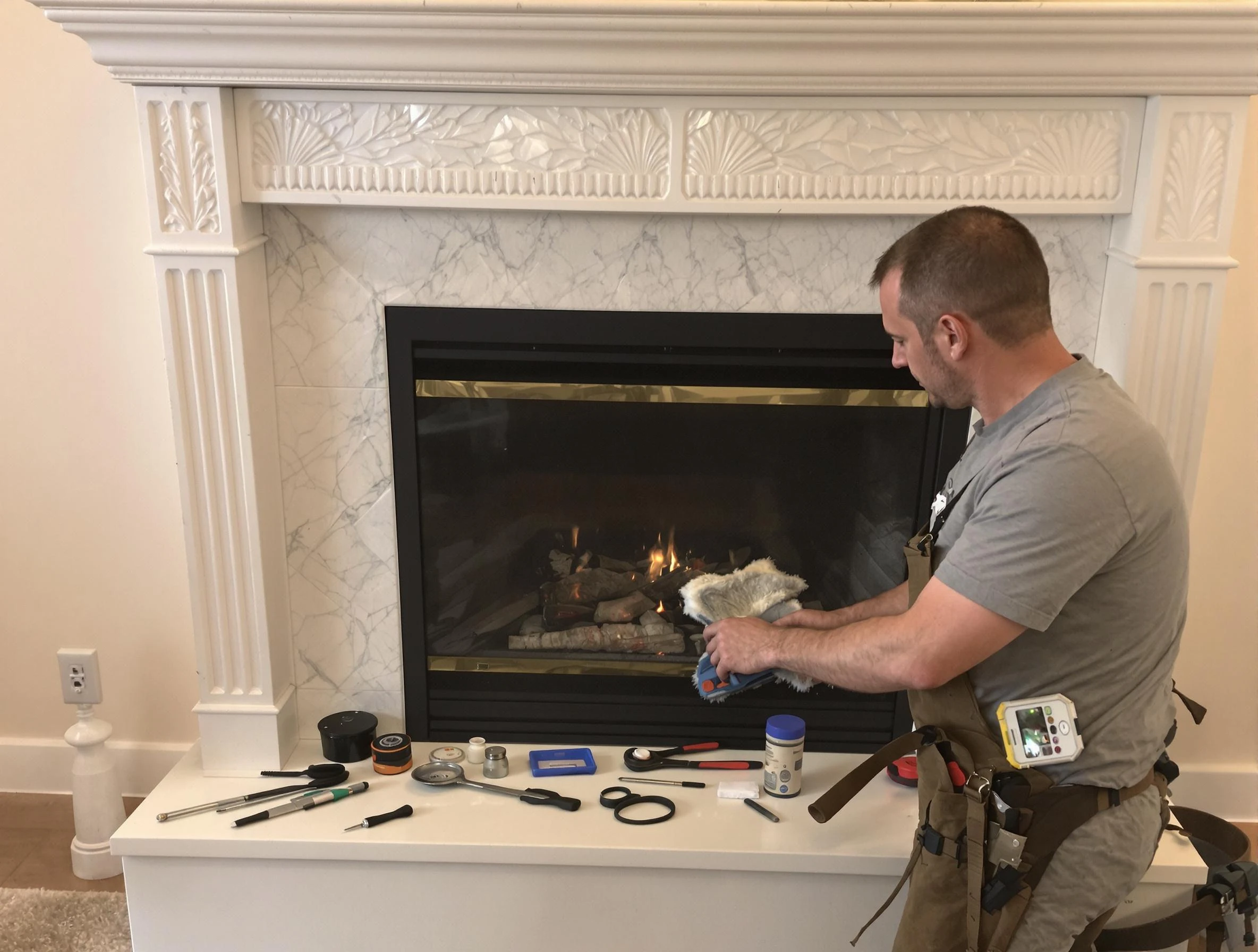Vestavia Hills Chimney Sweep performing fireplace maintenance in Vestavia Hills, AL